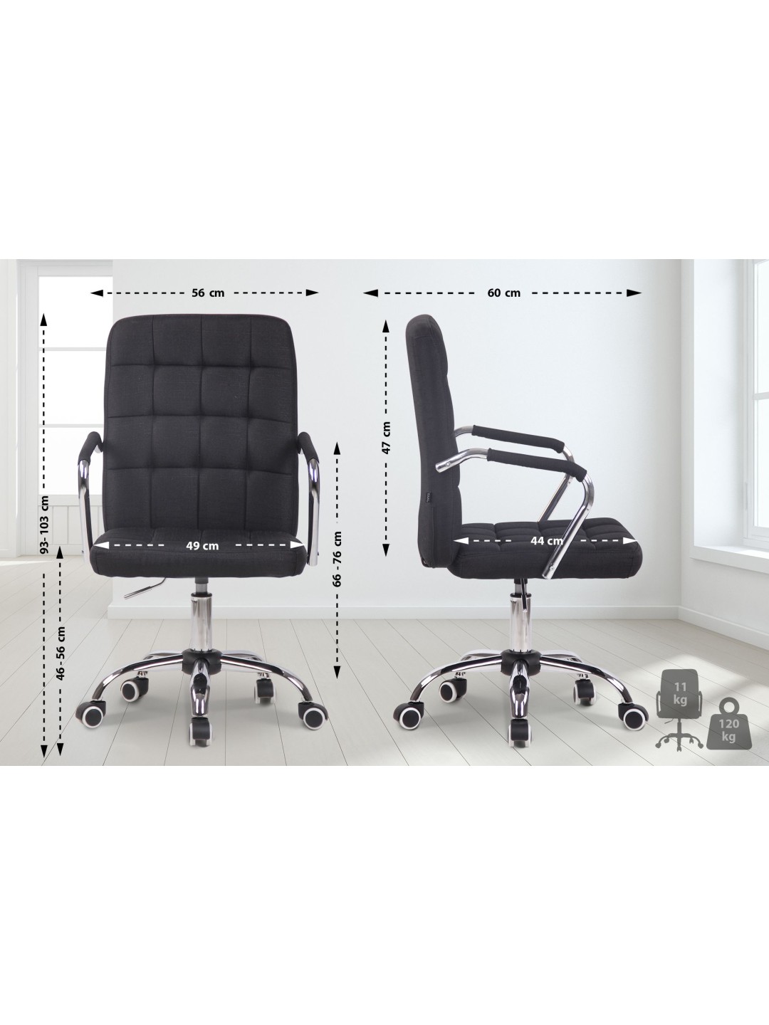 Silla de oficina Terni tela, negro