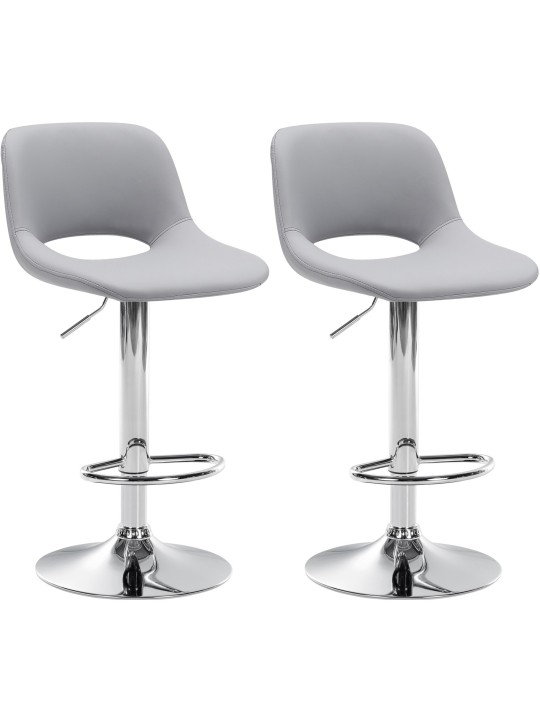 Juego de 2 taburetes de bar Camden polipiel cromado, gris
