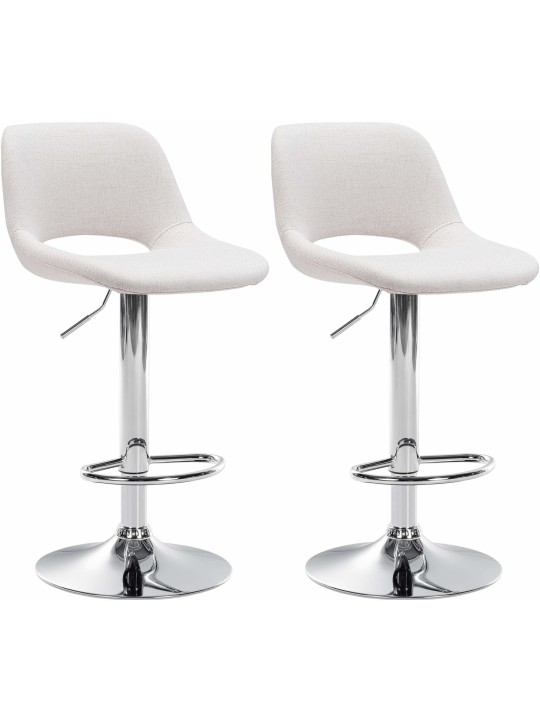 Juego de 2 taburetes de bar Camden tela cromo, crema Juego de 2 taburetes de bar Camden tela cromo, crema
