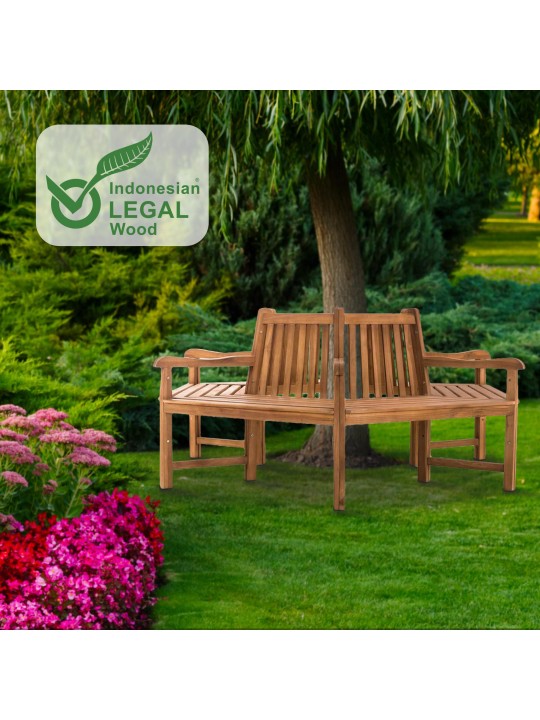 Banco árbol Sonja con reposabrazos 200 cm, teca