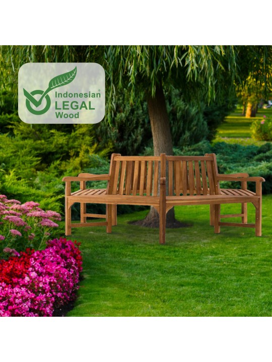 Banco árbol Sonja con reposabrazos 250 cm, teca