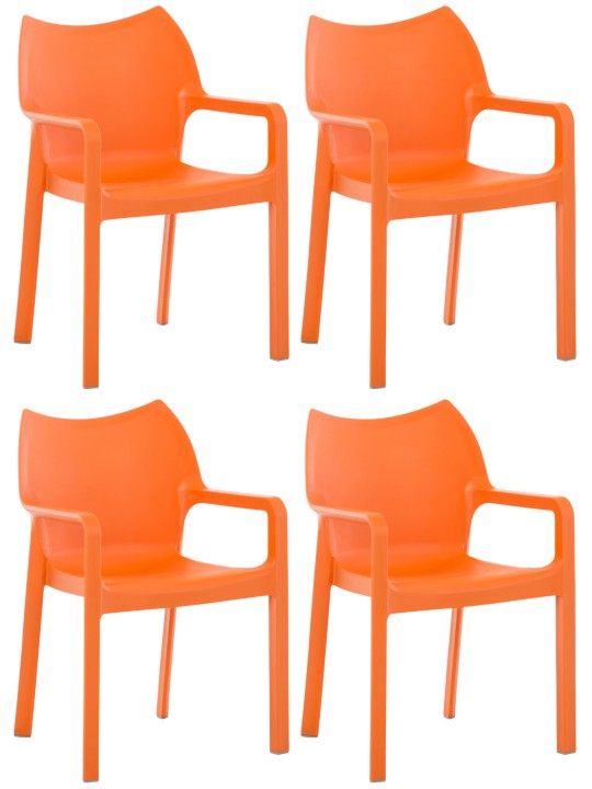 Conjunto de 4 sillas Diva, naranja Conjunto de 4 sillas Diva, naranja