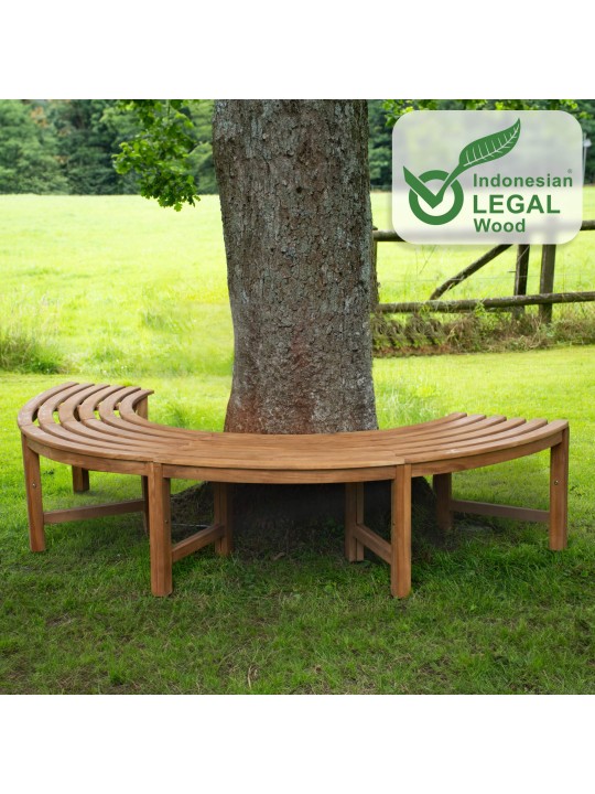 Banco arbol Macho 200 cm semicircular SIN respaldo, teca Banco arbol Macho 200 cm semicircular SIN respaldo, teca