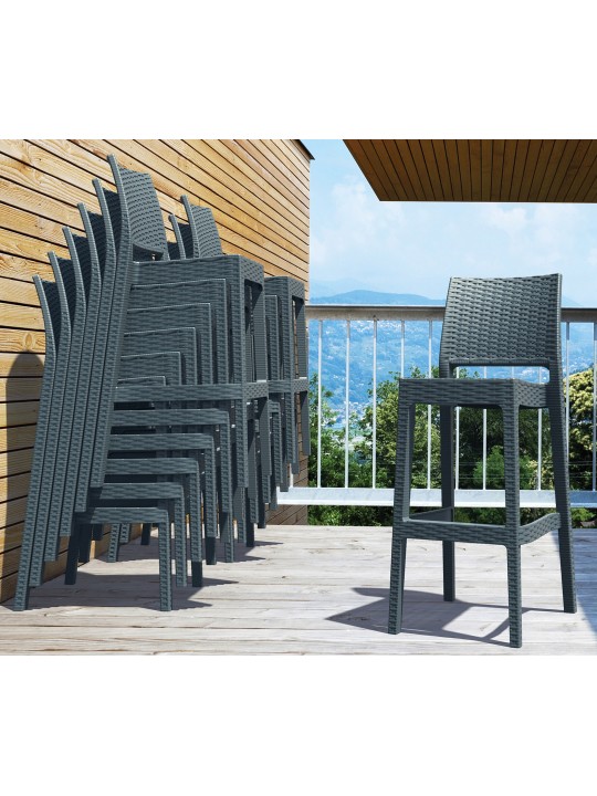 Juego de 4 taburetes de bar Jamaica, gris oscuro