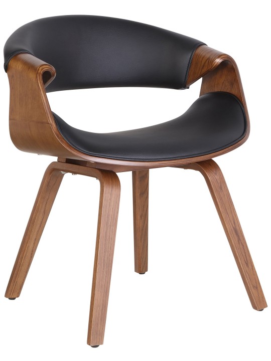 Silla de comedor Foley imitación cuero roble, negro