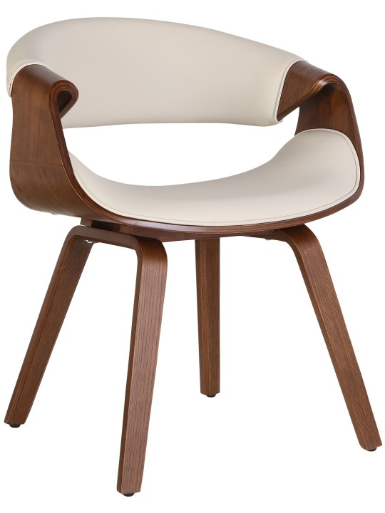 Silla de comedor Foley polipiel roble, crema