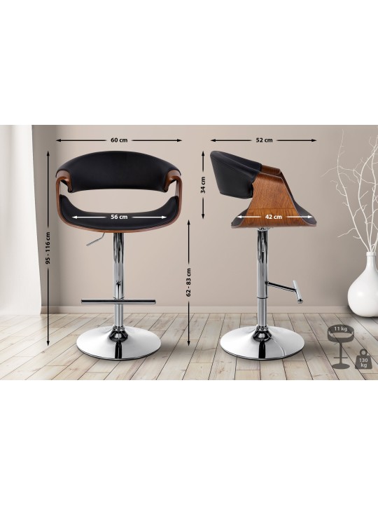 Taburete de bar Foley piel sintética roble, negro Taburete de bar Foley piel sintética roble, negro