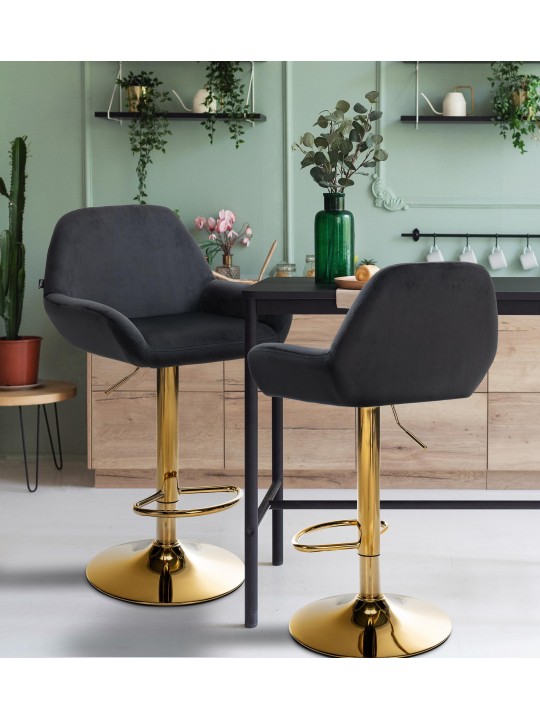 Taburete de bar Braga Terciopelo Dorado, negro Taburete de bar Braga Terciopelo Dorado, negro