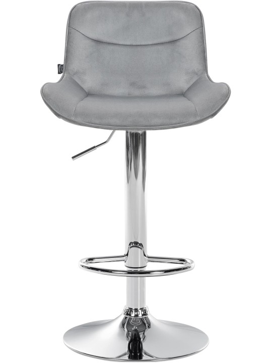 Juego de 2 taburetes de bar Vonore terciopelo cromado, gris