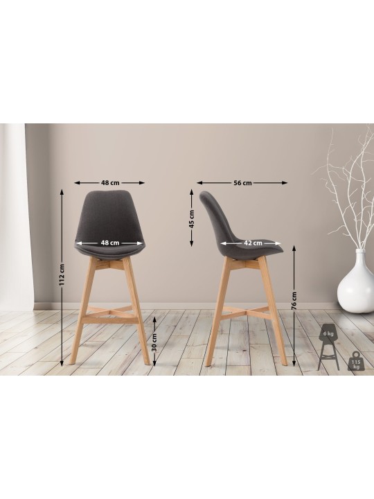 Taburete de bar Cannes tela Natura, gris oscuro