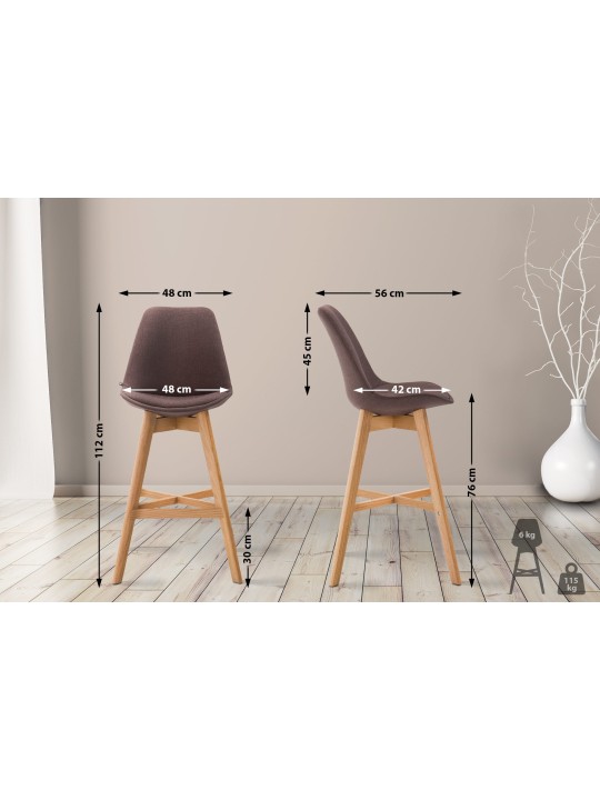 Taburete de bar Cannes tela Natura, marrón