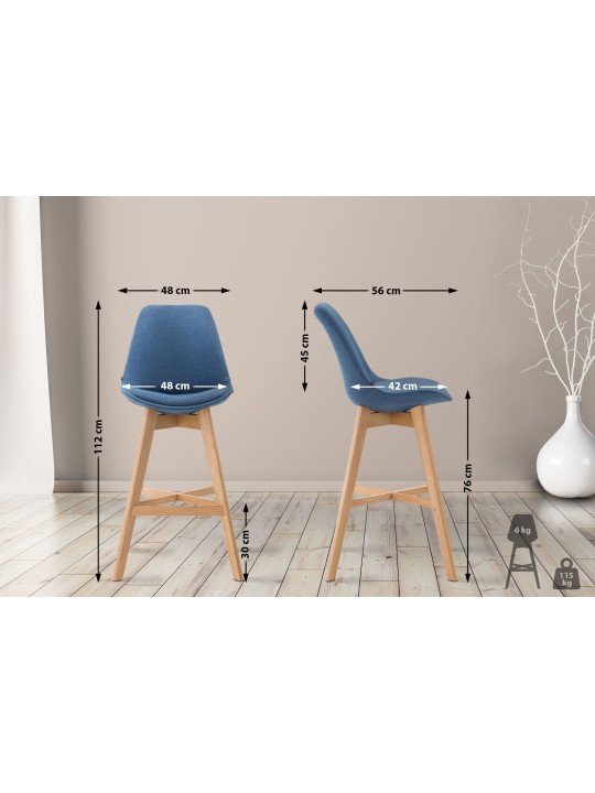 Taburete de bar Cannes tela Natura, azul