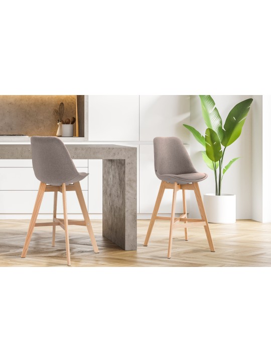 Juego de 2 taburetes de bar Cannes tela natural, taupe Juego de 2 taburetes de bar Cannes tela natural, taupe