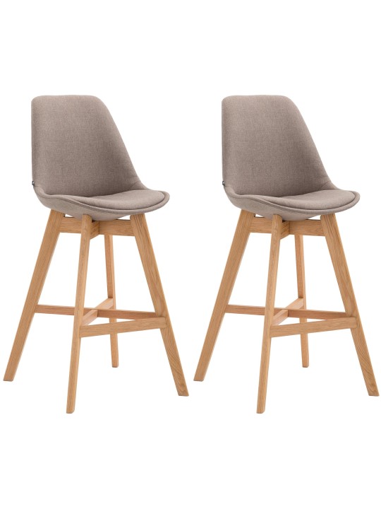 Juego de 2 taburetes de bar Cannes tela natural, taupe Juego de 2 taburetes de bar Cannes tela natural, taupe