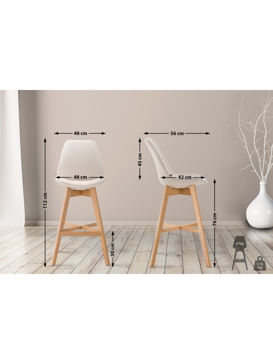 Juego de 2 taburetes de bar Cannes tela natural, crema Juego de 2 taburetes de bar Cannes tela natural, crema