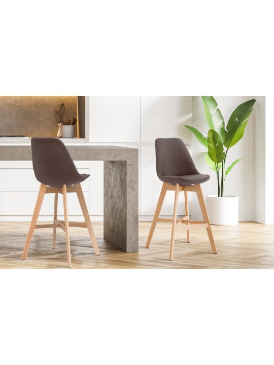 Juego de 2 taburetes de bar Cannes tela natural, marrón Juego de 2 taburetes de bar Cannes tela natural, marrón