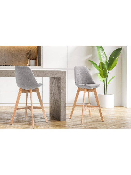 Juego de 2 taburetes de bar Cannes tela natural, gris Juego de 2 taburetes de bar Cannes tela natural, gris