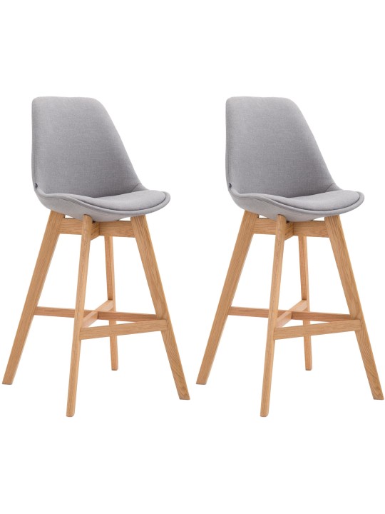 Juego de 2 taburetes de bar Cannes tela natural, gris Juego de 2 taburetes de bar Cannes tela natural, gris