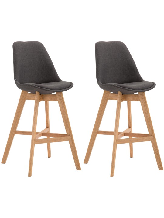 Juego de 2 taburetes de bar Cannes tela natural, gris oscuro Juego de 2 taburetes de bar Cannes tela natural, gris oscuro