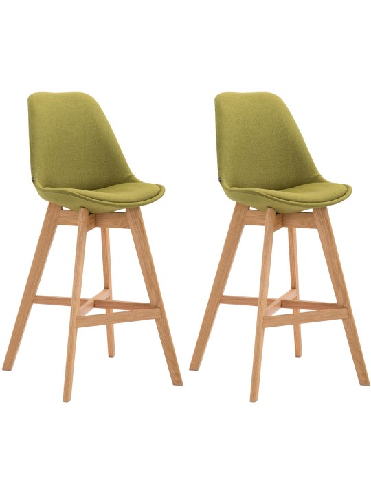 Juego de 2 taburetes de bar Cannes tela natural, verde Juego de 2 taburetes de bar Cannes tela natural, verde
