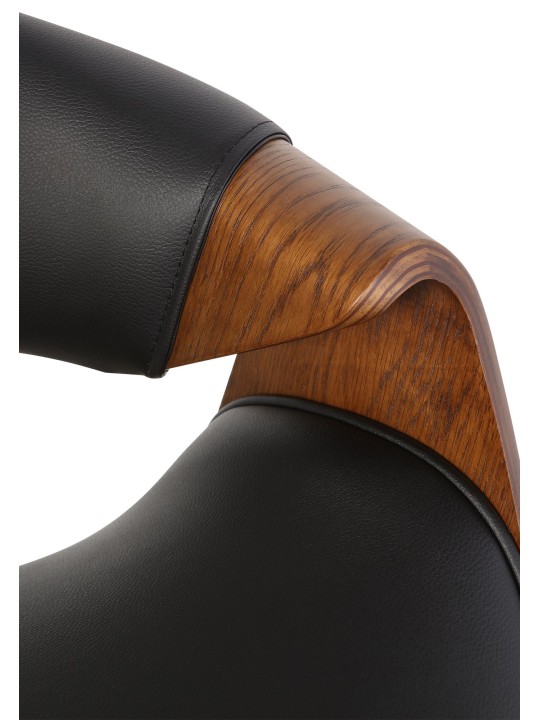 Juego de 2 sillas de comedor Foley piel sintética, roble/negro