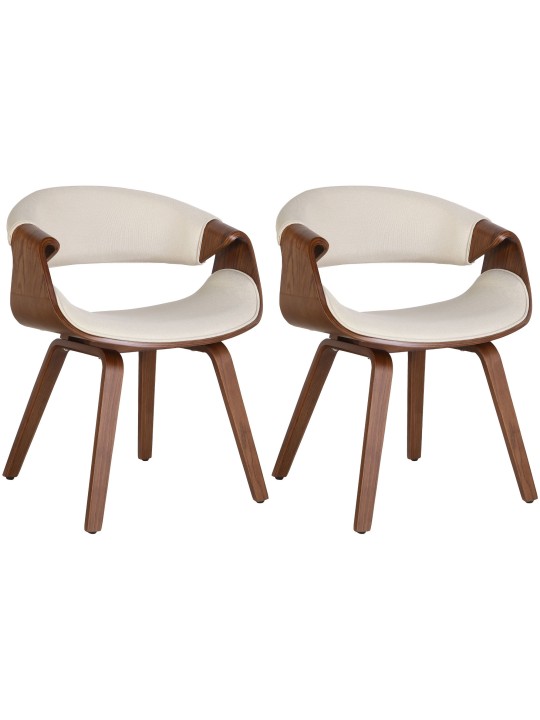 Juego de 2 Sillas de Comedor Foley Tela, roble/crema