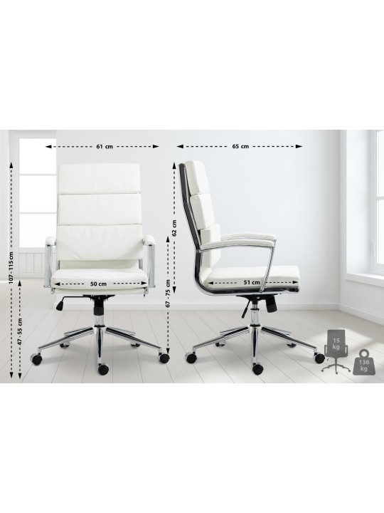 Silla de oficina Cleveland ecopiel, blanco