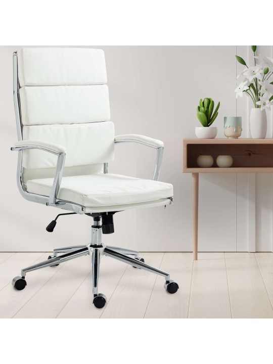 Silla de oficina Cleveland ecopiel, blanco