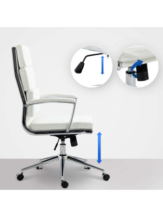 Silla de oficina Cleveland ecopiel, blanco