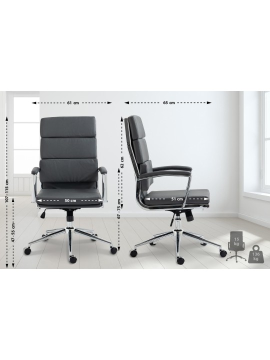 Silla de oficina Cleveland ecopiel, gris