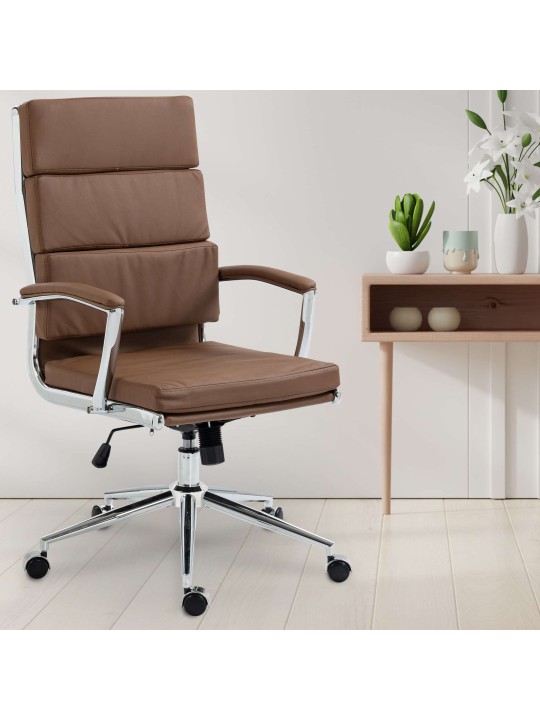 Silla de oficina Cleveland ecopiel, marrón claro