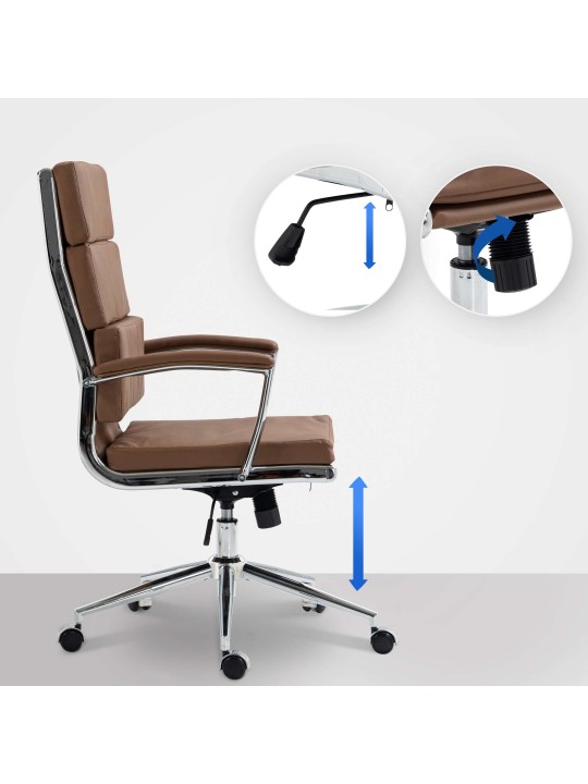 Silla de oficina Cleveland ecopiel, marrón claro