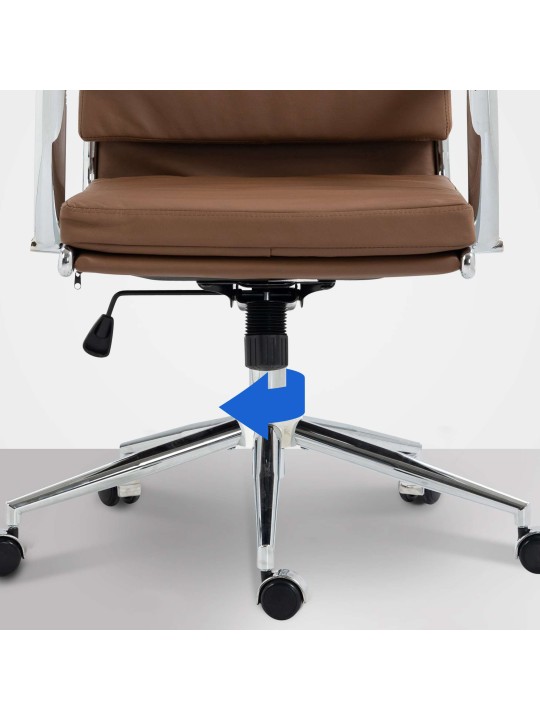 Silla de oficina Cleveland ecopiel, marrón claro