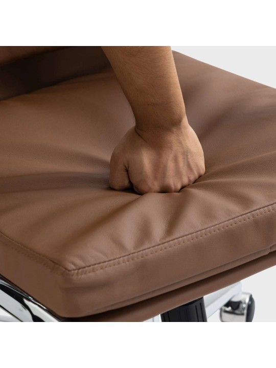 Silla de oficina Cleveland ecopiel, marrón claro