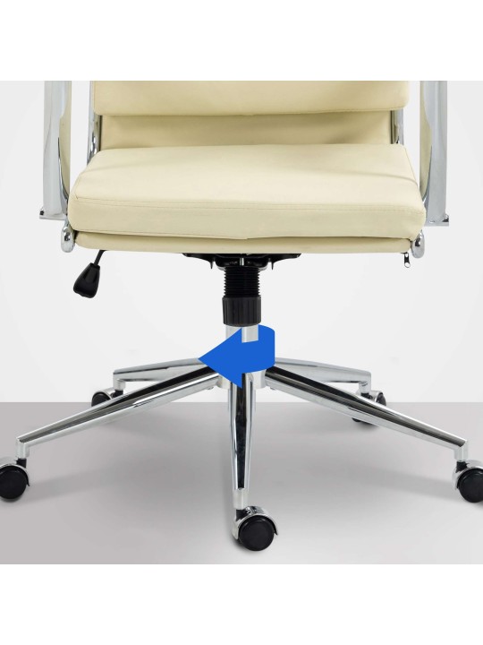 Silla de oficina Cleveland ecopiel, crema