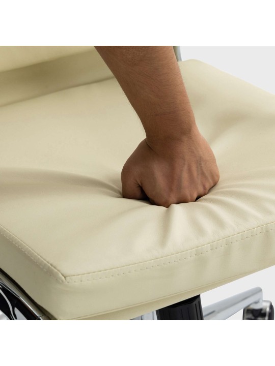 Silla de oficina Cleveland ecopiel, crema