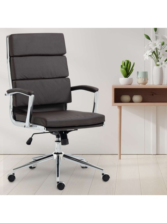 Silla de oficina Cleveland ecopiel, marrón