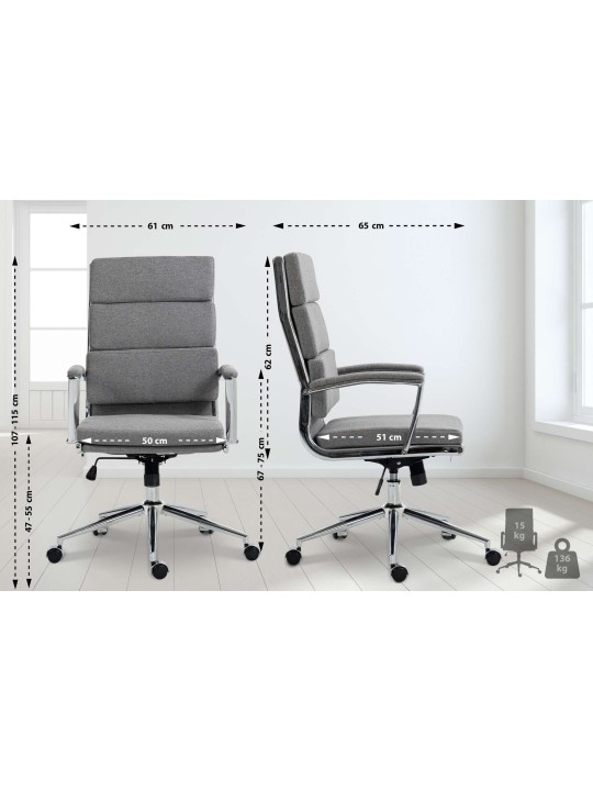 Silla de oficina Cleveland tela, gris