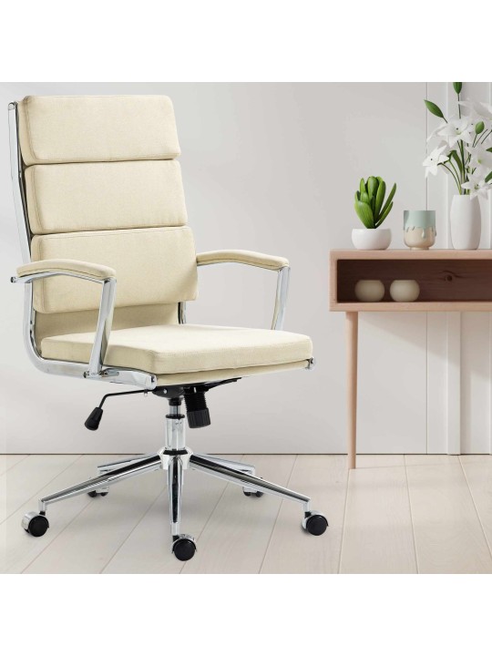 Silla de oficina Cleveland tela, crema