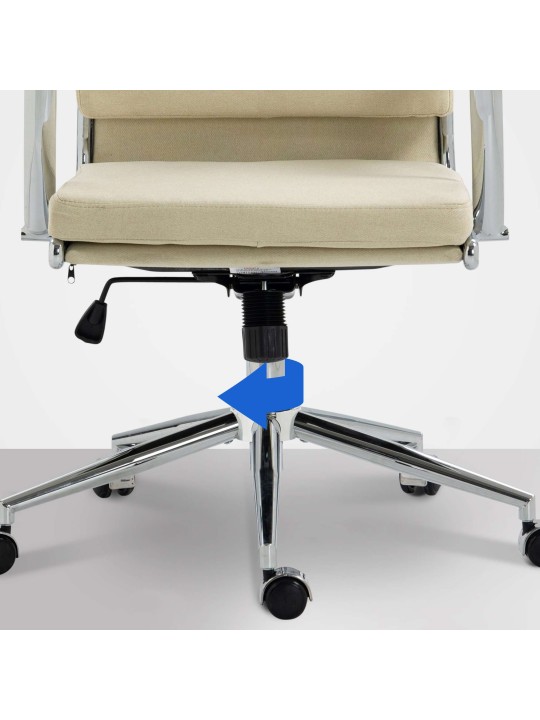Silla de oficina Cleveland tela, crema