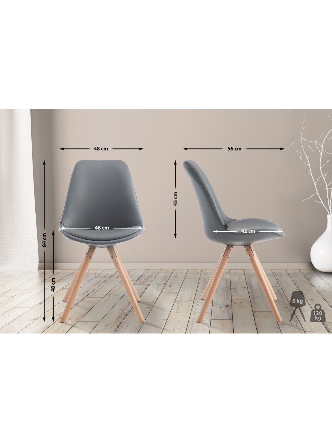 Silla de visita Laval Natura redonda, gris