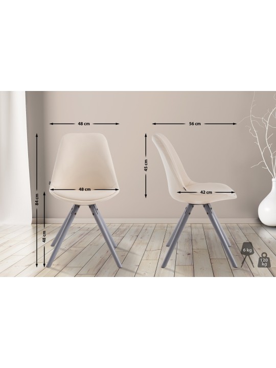 Silla de visita Laval redonda gris, crema Silla de visita Laval redonda gris, crema