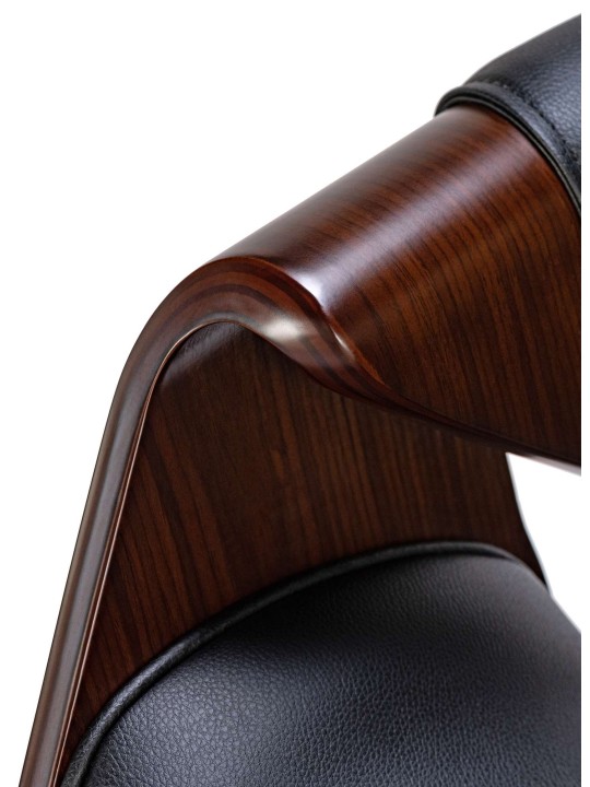 Juego de 2 taburetes de bar Foley de piel sintética, nogal/negro