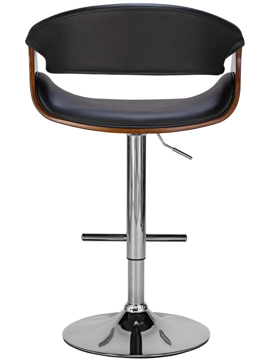 Juego de 2 taburetes de bar Foley de piel sintética, nogal/negro