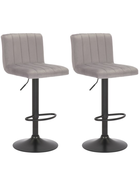 Juego de 2 taburetes de bar Jamie terciopelo, gris