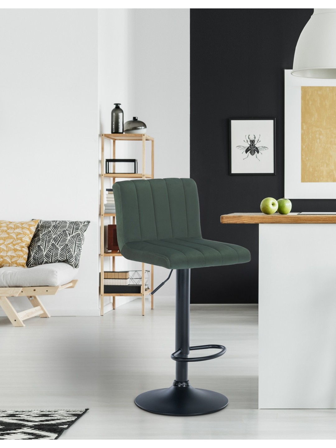 Juego de 2 taburetes de bar Jamie terciopelo, verde