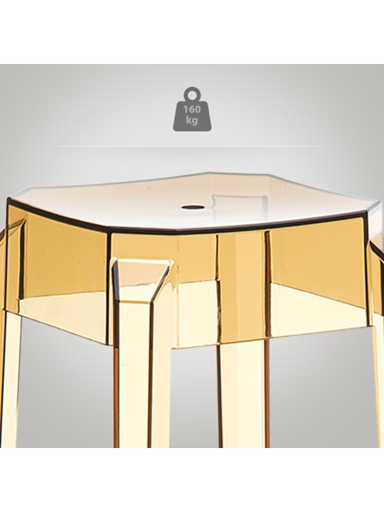 Taburete de bar Fox, transparente, ámbar