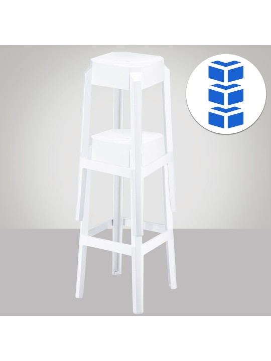 Taburete de bar Fox, blanco brillante