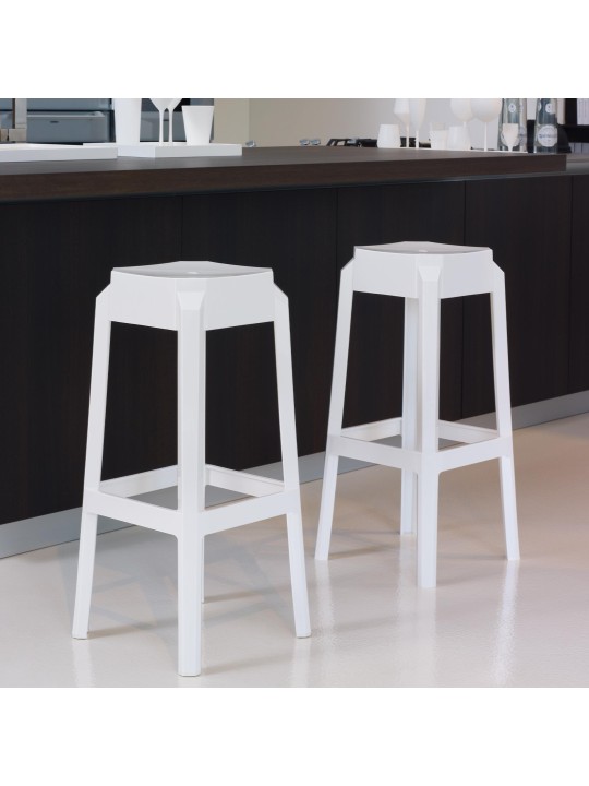 Taburete de bar Fox, blanco brillante