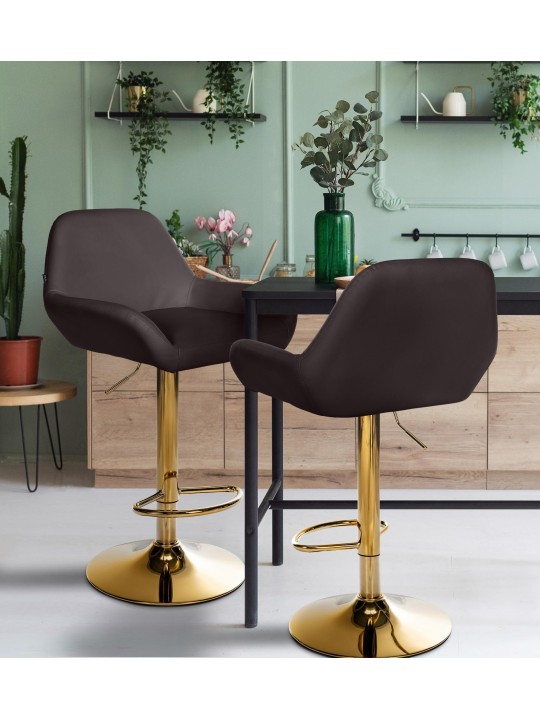 Taburete de bar Braga Piel sintética dorada, marrón